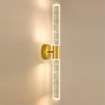Lamp master 3-in-1 LED Wall Sconce with Crystal Bubble Design – Elegant Gold Finish Decorative Indoor Wall Light